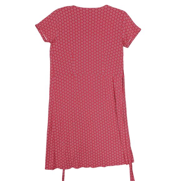 Loft Red Wrap Dress With White Floral Pattern Size 2 Short Sleeve Rayon Blend - Picture 5 of 8